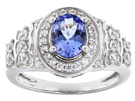 Blue Tanzanite Platinum Over Sterling Silver Ring 1.86ctw