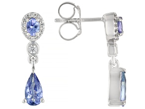 Blue Tanzanite Rhodium Over Sterling Silver Earrings 1.61ctw