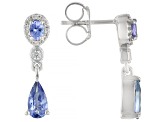 Blue Tanzanite Rhodium Over Sterling Silver Earrings 1.61ctw