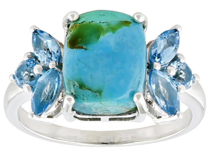 Blue Composite Turquoise Rhodium Over Sterling Silver Ring 0.82ctw ...