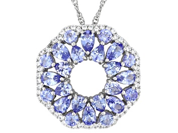 Picture of Blue Tanzanite Platinum Over Sterling Silver Pendant with Chain 3.38ctw