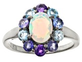 White Ethiopian Opal, Black Rhodium Over Sterling Silver Ring 1.57ctw