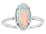 White Ethiopian Opal Rhodium Over Sterling Silver Ring 1.20ct