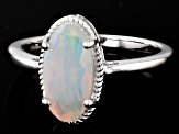 White Ethiopian Opal Rhodium Over Sterling Silver Ring 1.20ct