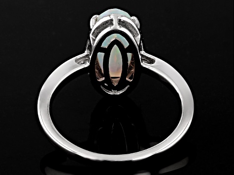 White Ethiopian Opal Rhodium Over Sterling Silver Ring 1.20ct