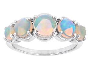 White Ethiopian Opal Rhodium Over Sterling Silver Ring 1.22ctw