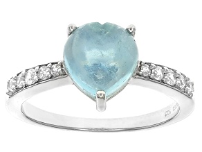 Blue Aquamarine Rhodium Over Sterling Silver Ring 0.25ctw
