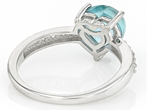 Blue Aquamarine Rhodium Over Sterling Silver Ring 0.25ctw