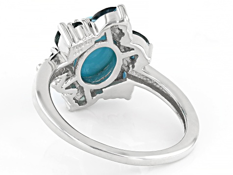Sleeping Beauty Turquoise With London Blue Topaz Rhodium