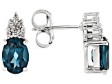 Teal Lab Created Spinel Rhodium Over Sterling Silver Earrings 2.72ctw