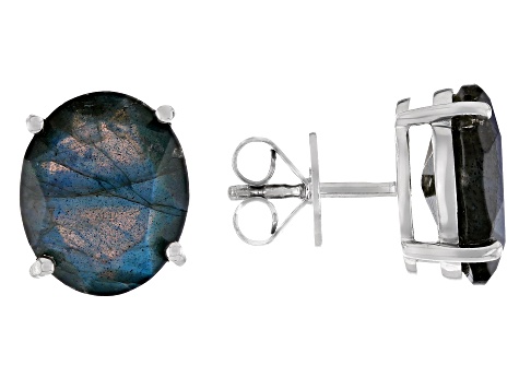 Blue Labradorite Rhodium Over Sterling Silver Earrings