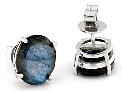 Blue Labradorite Rhodium Over Sterling Silver Earrings