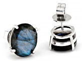 Blue Labradorite Rhodium Over Sterling Silver Earrings