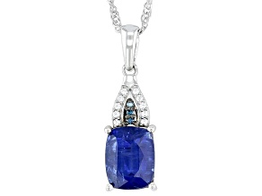 Blue Kyanite Rhodium Over Sterling Silver Pendant with Chain 2.51ctw