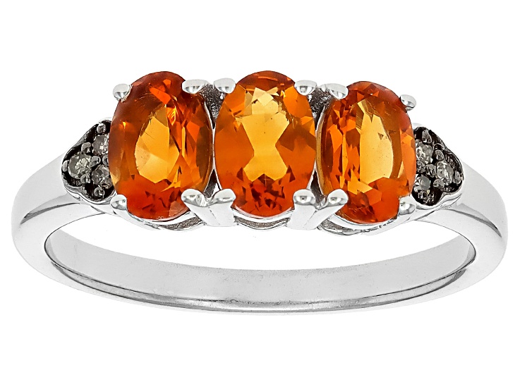 Orange Madeira Citrine Rhodium Over Sterling Silver Ring