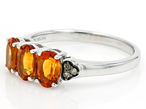 Orange Madeira Citrine Rhodium Over Sterling Silver Ring