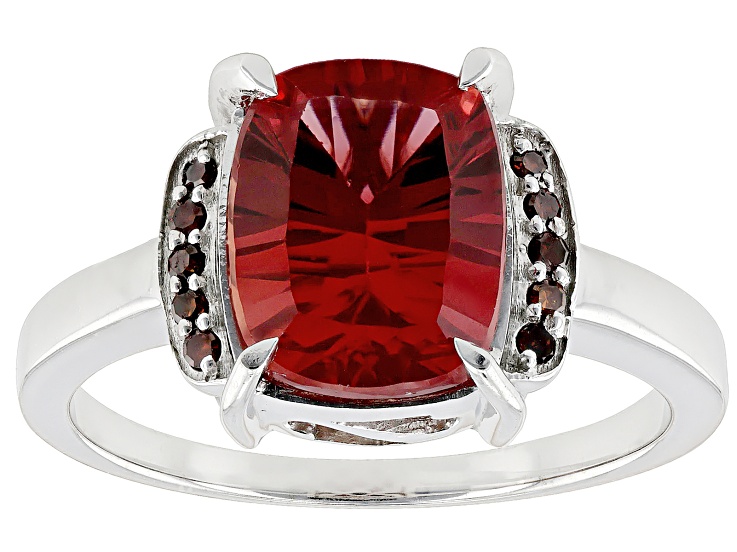 た*る様 Urawa Red Diamonds シルバーリング Orange Lab Created Padparadscha Sapphire Rhodium Over Sterling