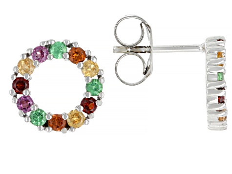 Multi-Garnet Platinum Over Sterling Silver Earrings 0.93ctw