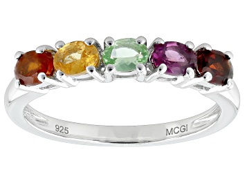 Picture of Multi-Garnet Platinum Over Sterling Silver Ring 0.90ctw