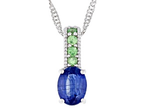 Blue Kyanite Rhodium Over Sterling Silver Pendant with Chain 1.45ctw