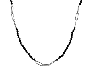 Black Spinel Rhodium Over Sterling Silver Endless Necklace