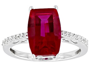 Red Lab Created Ruby Rhodium Over Sterling Silver Ring 3.77ctw