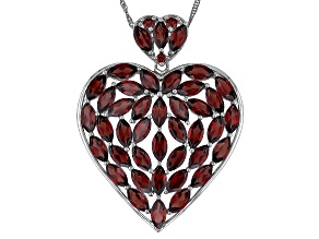 Red Vermelho Garnet Platinum Over Sterling Silver Pendant with Chain 25.06ctw