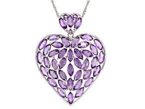 Purple Amethyst Platinum Over Sterling Silver Pendant with Chain 18.70ctw