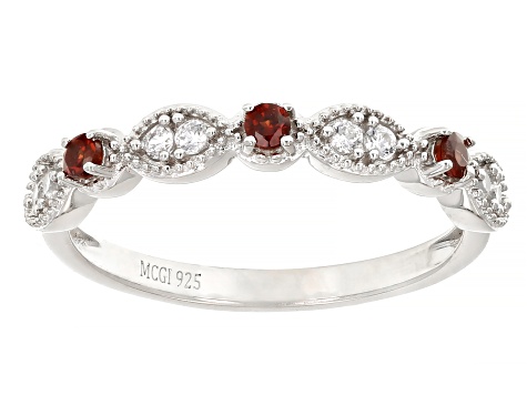 Red Garnet Platinum Over Sterling Silver Set of 2 Rings 1.25