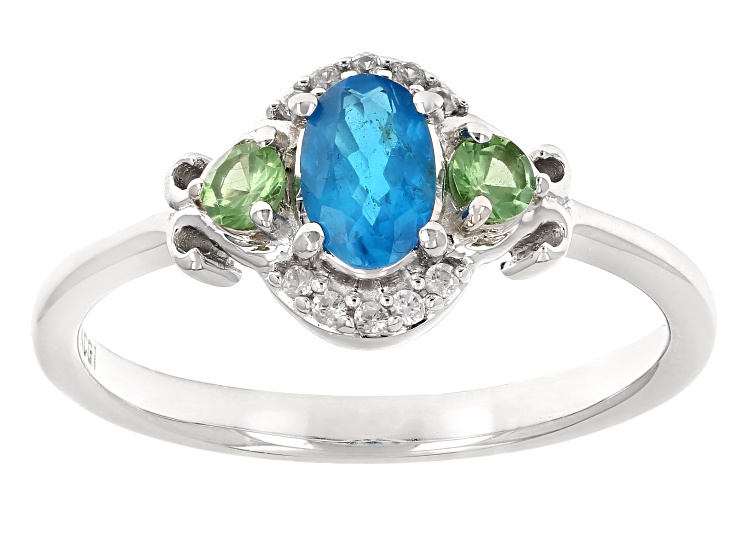 HOTLIMIT2020　W　B2タペストリー　Jewel Neon Apatite Rhodium Over Sterling Silver Ring 0.63ctw