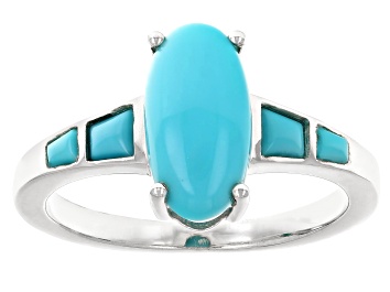 Picture of Blue Sleeping Beauty Turquoise Rhodium Over Sterling Silver Ring