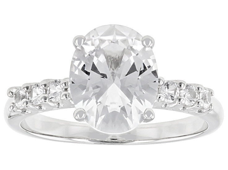 数量は多い  Rhodium Sapphire Created Lab White Over Ring Silver Sterling スポーツトイ・アクショントイ