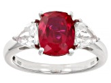 Red Lab Created Ruby Rhodium Over Sterling Silver Ring 2.55ctw