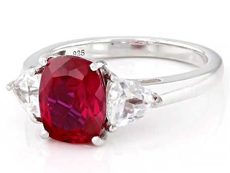 Red Lab Created Ruby Rhodium Over Sterling Silver Ring 2.55ctw