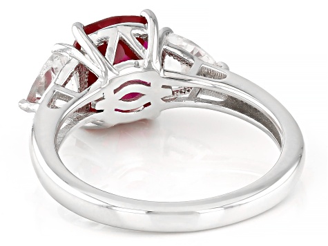 Red Lab Created Ruby Rhodium Over Sterling Silver Ring 2.55ctw