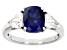 Blue Lab Created Sapphire Rhodium Over Sterling Silver Ring 2.63ctw