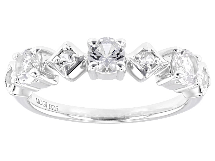 White Lab Created Sapphire Rhodium Over Sterling Silver Ring 1.06ctw