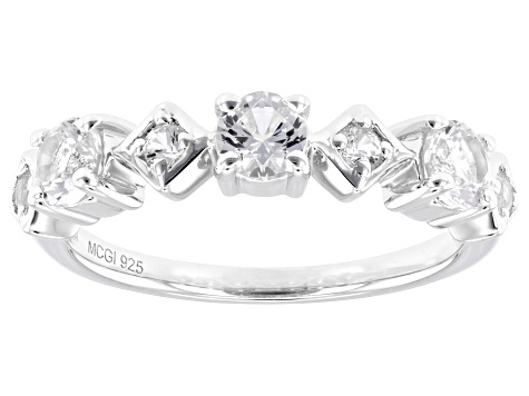 White Lab Created Sapphire Rhodium Over Sterling Silver Ring 1.06ctw