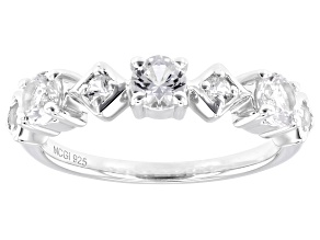 White Lab Created Sapphire Rhodium Over Sterling Silver Ring 1.06ctw