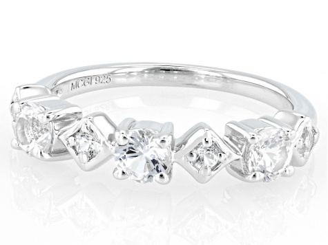 White Lab Created Sapphire Rhodium Over Sterling Silver Ring 1.06ctw