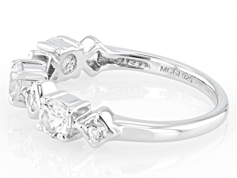 White Lab Created Sapphire Rhodium Over Sterling Silver Ring 1.06ctw