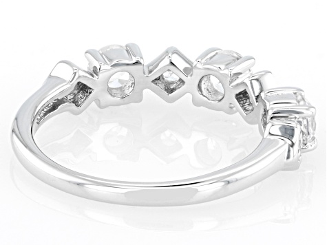 White Lab Created Sapphire Rhodium Over Sterling Silver Ring 1.06ctw