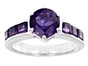 Purple Amethyst Rhodium Over Sterling Silver Ring 2.22ctw