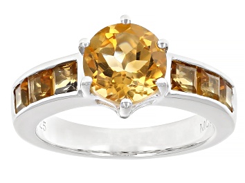 Picture of Yellow Citrine Rhodium Over Sterling Silver Ring 2.22ctw