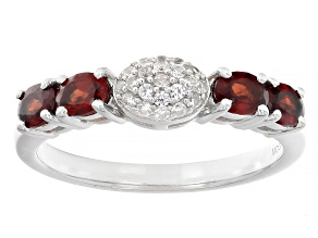 Red Garnet Platinum Over Sterling Silver Ring 1.01ctw