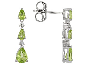 Green Peridot Platinum Over Sterling Silver Earrings 2.13ctw