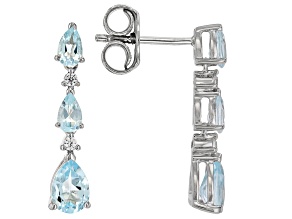 Sky Blue Topaz Platinum Over Sterling Silver Earrings 2.45ctw