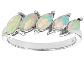 White Ethiopian Opal Rhodium Over Sterling Silver Ring 0.60ctw