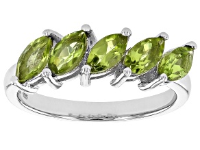 Green Peridot Rhodium Over Sterling Silver Ring 1.10ctw