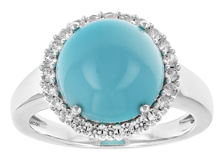 Blue Sleeping Beauty Turquoise Rhodium Over Sterling Silver